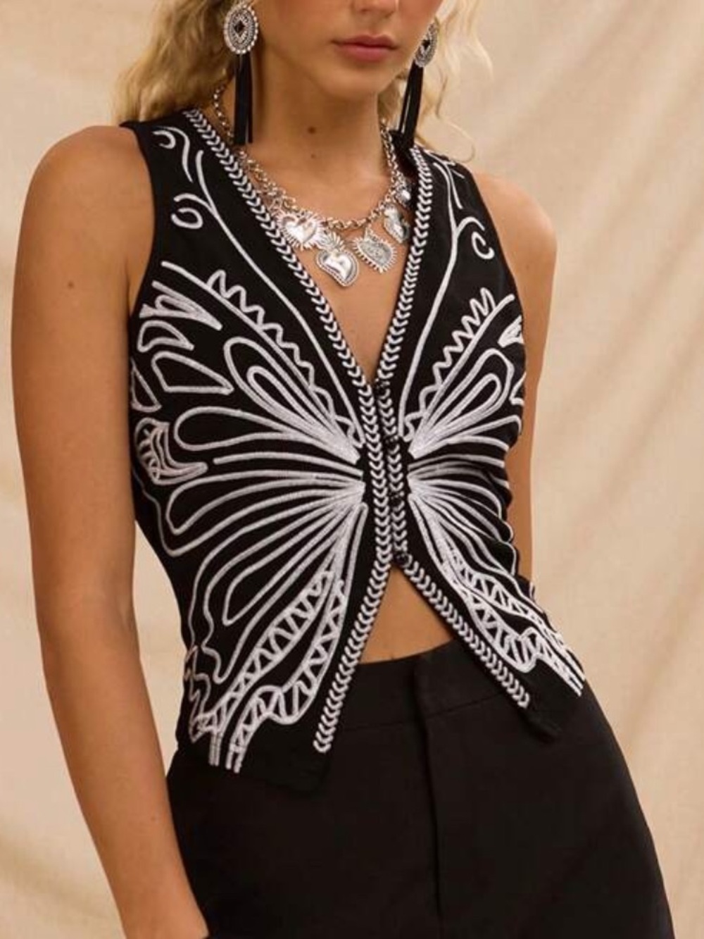 Black Butterfly Embroidered vest